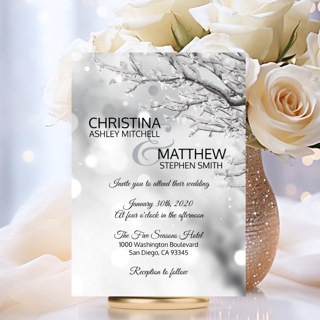 Invitación Elegante BODA de copos de nieve de invierno Wonder (Elegant Winter Wonderland Snow Snowflakes WEDDING Invitation)