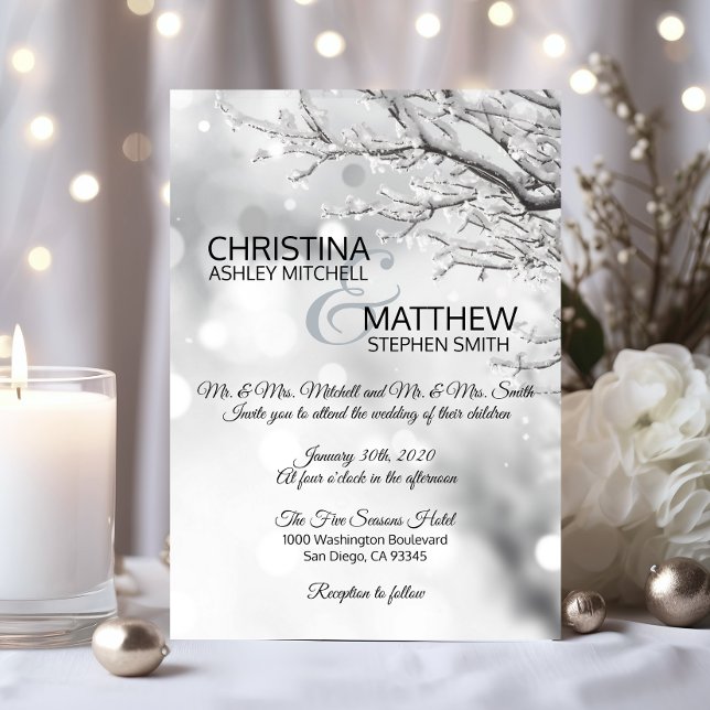 Invitación Elegante BODA de copos de nieve de invierno Wonder (Elegant Winter Wonderland Snow Snowflakes WEDDING Invitation)