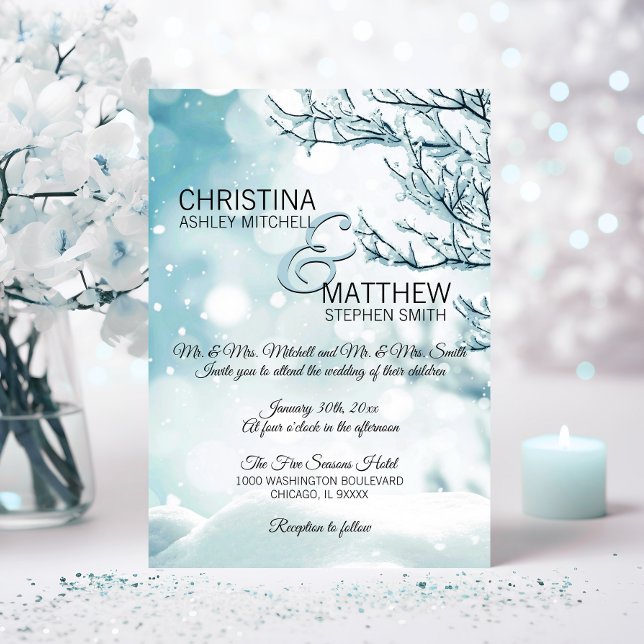 Invitación Elegante BODA de copos de nieve de invierno Wonder (Elegant Winter Wonderland Snow Snowflakes WEDDING Invitation)