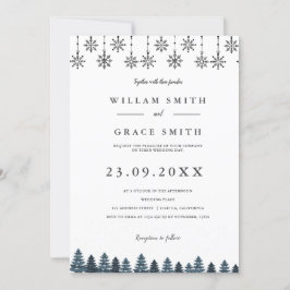 Invitación Elegante boda de copos de nieve de invierno Wonder