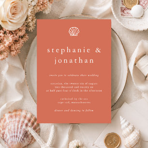 Invitación Elegante Boda de Coral de Playa Costera