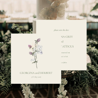 Invitación Elegante boda de Cream Sage Clover Save the Date