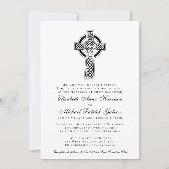 Invitación Elegante Boda de cruces celtas (Anverso)