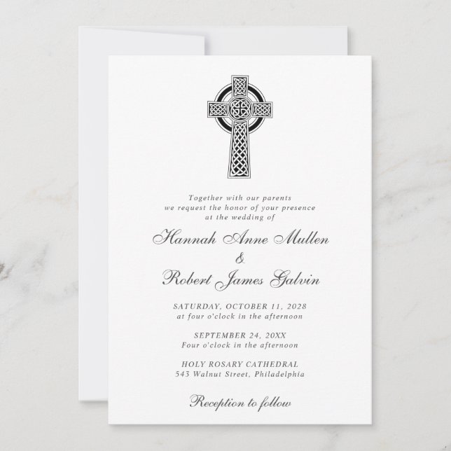 Invitación Elegante Boda de cruces celtas (Anverso)
