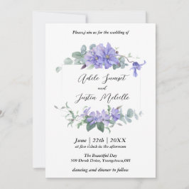 Invitación Elegante Boda de cuadro periwinkle clematis