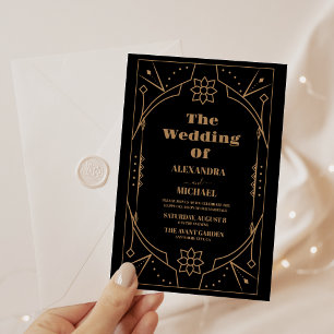 Invitación Elegante Boda de cuadros Art Deco
