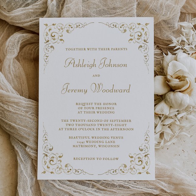 Invitación Elegante Boda de cuadros botánicos con guión dorad (Subido por el creador)