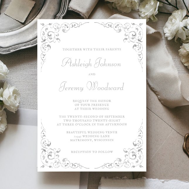 Invitación Elegante Boda de cuadros botánicos con guión plate (Subido por el creador)