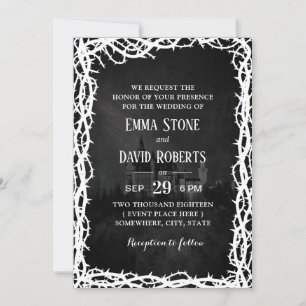 Invitación Elegante Boda de cuadros de cuento de hadas oscuro