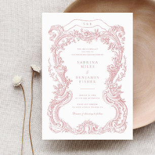 Invitación Elegante Boda de cuadros de tela de Rubor floral v