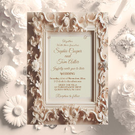 Invitación Elegante Boda de cuadros dorados de opulencia barr
