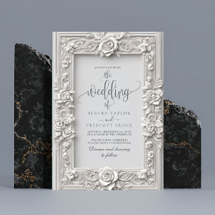 Invitación Elegante Boda de cuadros Rosa Art Nouveau