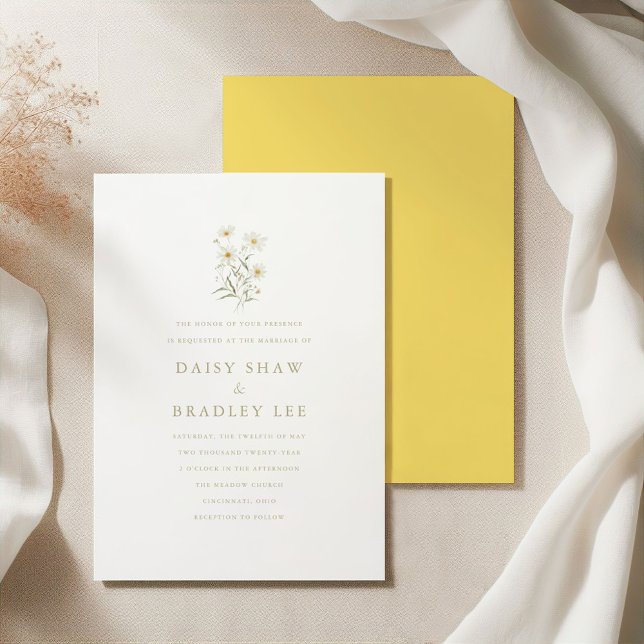 Invitación Elegante Boda de Daisy Floral Mínimo (Subido por el creador)