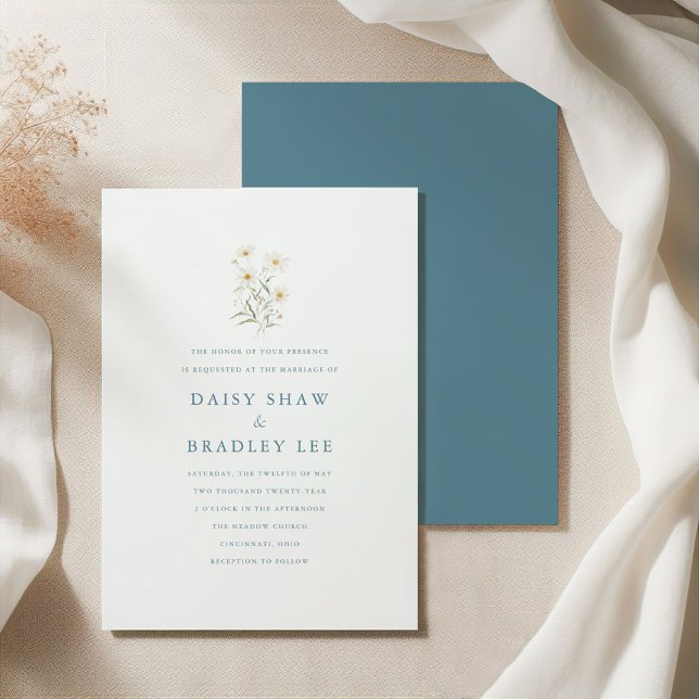 Invitación Elegante Boda de Daisy Floral Mínimo (Subido por el creador)