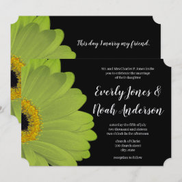Invitación Elegante Boda de Daisy Verde y Negro Gerber