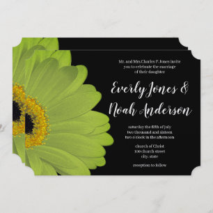 Invitación Elegante Boda de Daisy Verde y Negro Gerber