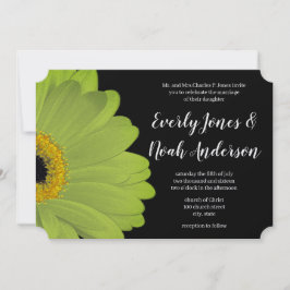 Invitación Elegante Boda de Daisy Verde y Negro Gerber