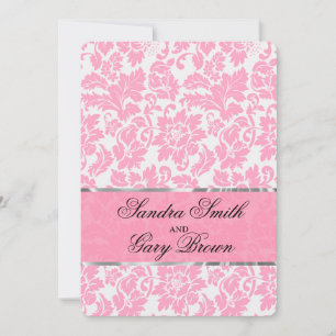 Invitación Elegante Boda De Damas De Flor Rosa Y Blanca