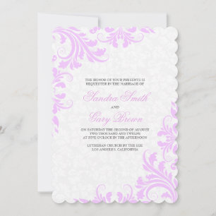 Invitación Elegante Boda de damascos blancos de encaje de lav