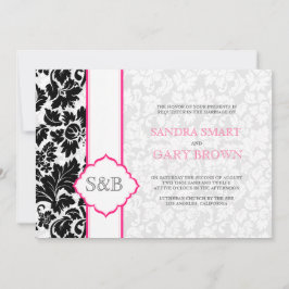 Invitación Elegante Boda de damascos blancos y negros