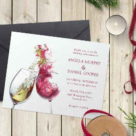Invitación Elegante Boda de danza vitivinícola roja y blanca