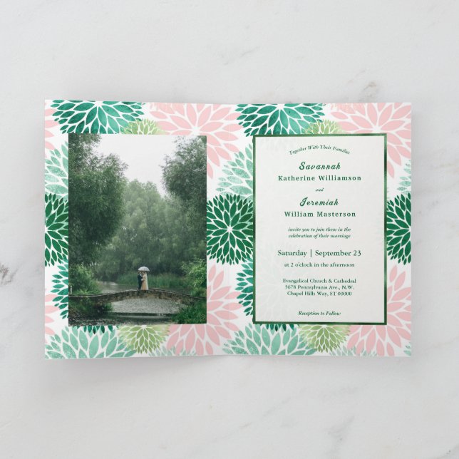 Invitación Elegante Boda de  de Personalizable Floral Rosa (Interior)