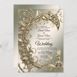 Invitación Elegante Boda de decoración moderna de oro