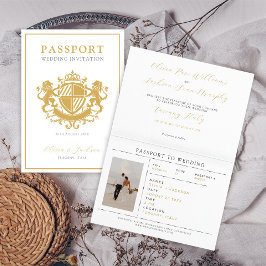 Invitación Elegante boda de destino con pasaporte blanco y do