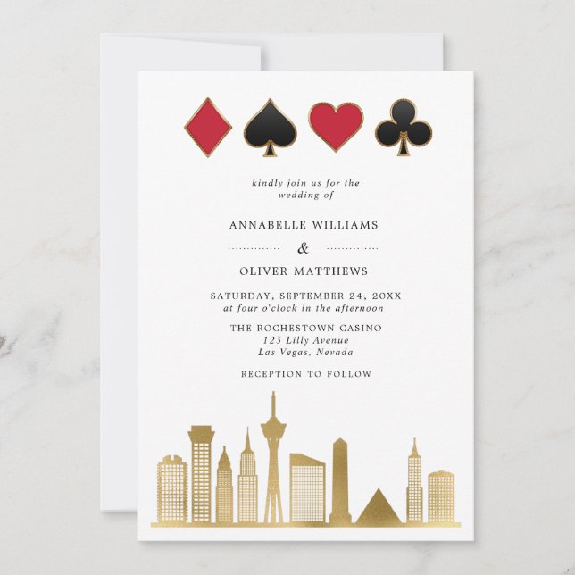 Invitación Elegante Boda de Destino de Fotos de Las Vegas (Anverso)