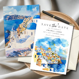Invitación Elegante boda de destino de Grecia salva la fecha