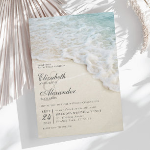 Invitación Elegante Boda de Destino del Océano de Playa