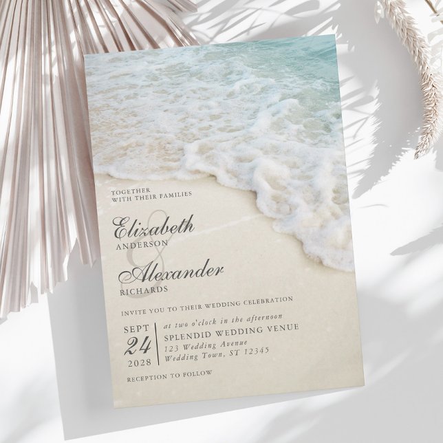 Invitación Elegante Boda de Destino del Océano de Playa (Subido por el creador)