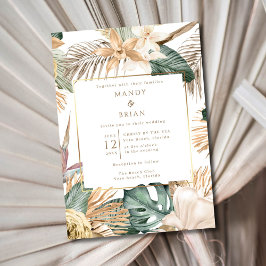 Invitación Elegante Boda de Destino en la Costa de Playa
