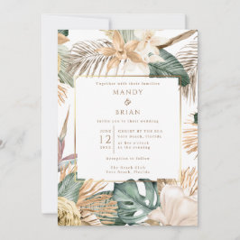 Invitación Elegante Boda de Destino en la Costa de Playa