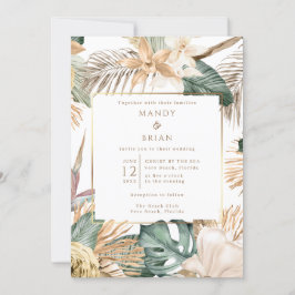 Invitación Elegante Boda de Destino en la Costa de Playa