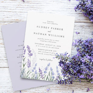 Invitación Elegante Boda de detalles del campo de lavanda de 
