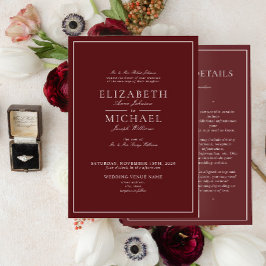 Invitación Elegante Boda de detalles del guión clásico de Bor