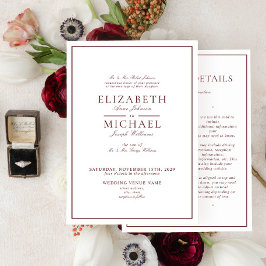 Invitación Elegante Boda de detalles del guión clásico de Bor