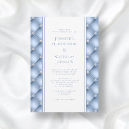Invitación Elegante Boda de Diamante Azul en Polvo