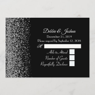 Invitación Elegante Boda de Diamante Blanco y Negro RSVP