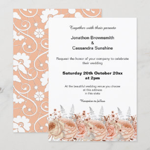 INVITACIÓN ELEGANTE BODA DE DIAMANTE FLORAL DE LACE LACE APRI
