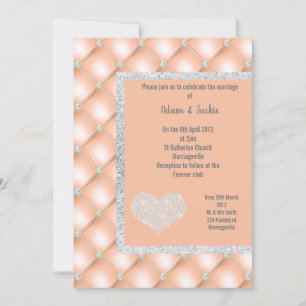 INVITACIÓN ELEGANTE BODA DE DIAMANTES CARDÍACO DE PEACH APRIC