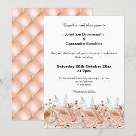 INVITACIÓN ELEGANTE BODA DE DIAMANTES FLORALES DE APRICOT PEA