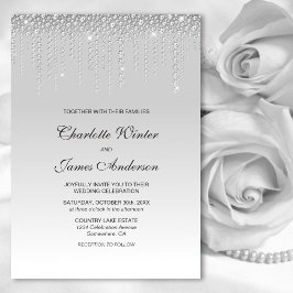 Invitación Elegante Boda de diamantes plateados