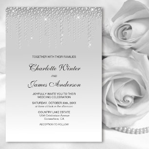 Invitación Elegante Boda de diamantes plateados