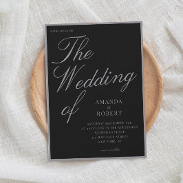 Invitación Elegante Boda de Dinero Antiguo con Negro Mate