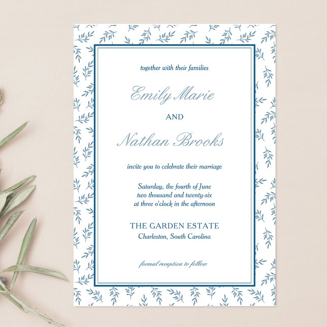 Invitación Elegante Boda de Dinero Antiguo del Blue Garden (Subido por el creador)
