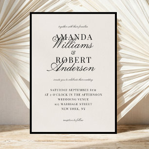 Invitación Elegante boda de dinero antiguo en negro y marfil
