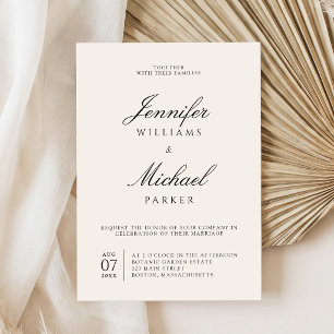 Invitación Elegante Boda de Dinero Antiguo en Negro y Marfil