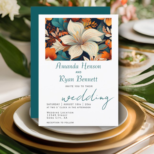 Invitación Elegante Boda de diseño botánico tropical floral (Subido por el creador)
